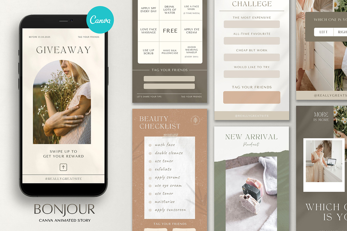Bonjour Canva instagram post-story, a Social Media Template by Chanut is industries (Photo 2 of 7)