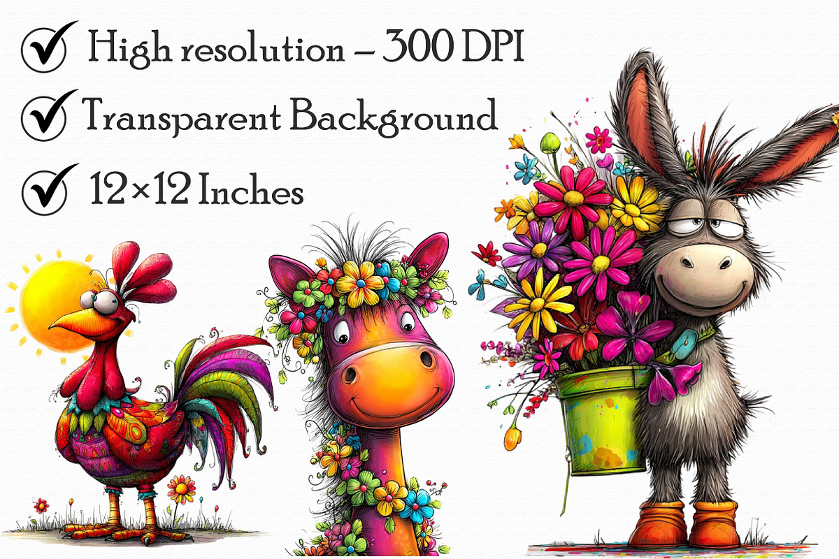 Whimsical Farm Animal Clipart Bundle, an Illustration by Libby Wishes (Photo 2 of 7)