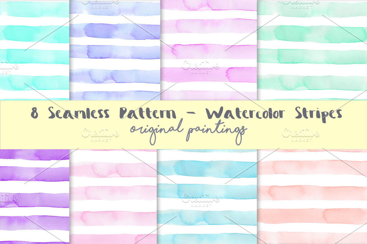 Watercolour Stripes Background Set, a Pattern Graphic by MaraquelaStudio (Photo 1 of 4)
