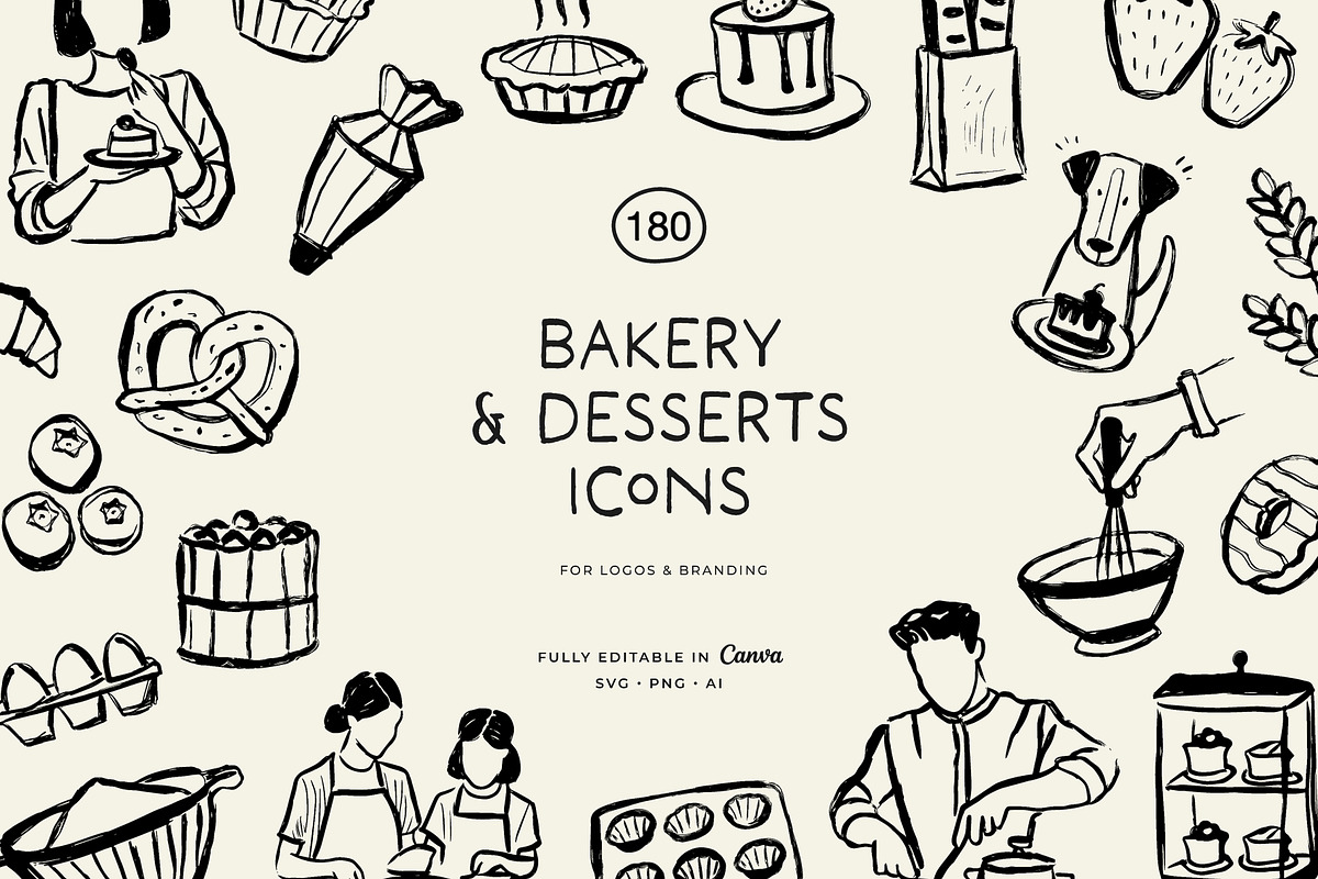 BAKERY line art illustrations, a Food Illustration by Crocus Paperi (Photo 1 of 7)