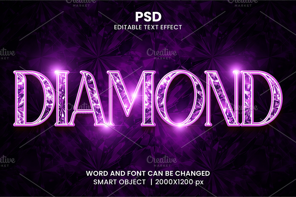 Purple Diamond Text Effect Style, a Layer Style Add-On by bdrobin (Photo 1 of 2)
