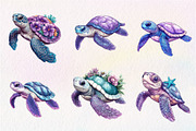 Beautiful Sea Turtles PNG Bundle, an Illustration by CreationArt (Thumbnail 3 of 5)