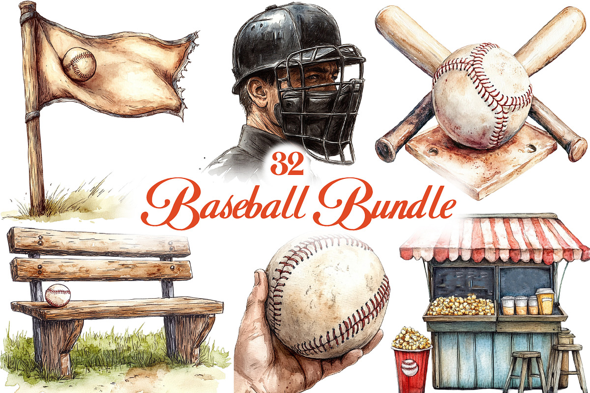 Baseball Bundle PNG, an Illustration by Libby Wishes (Photo 1 of 5)