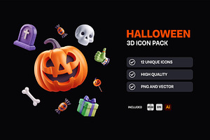 Halloween 3D Icons Pack