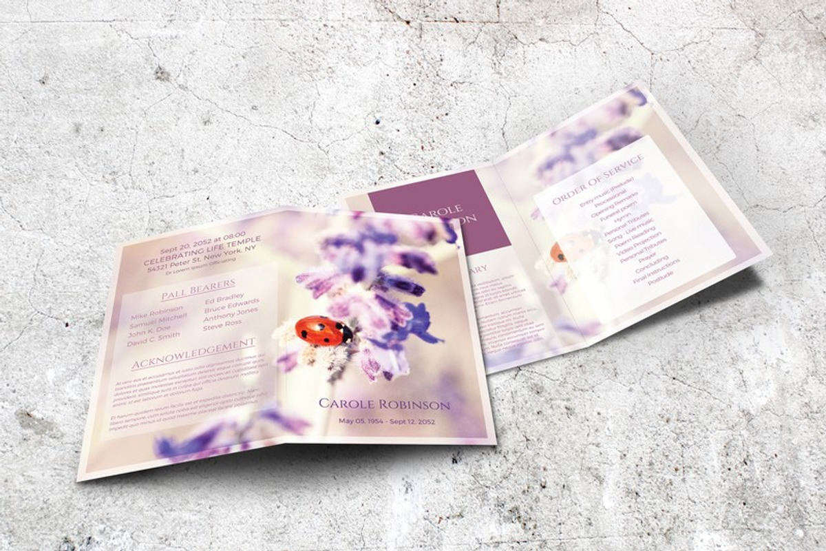 Ladybug Funeral Program Template, a Brochure Template by Final Tribute (Photo 3 of 5)