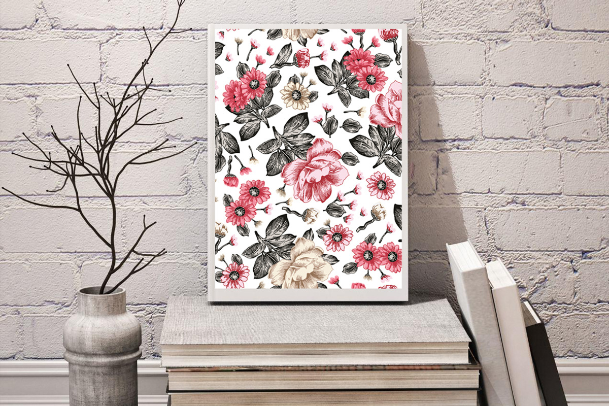 Seamless Flowers Peonies Chamomile, a Pattern Graphic by Vintage (Photo 7 of 11)