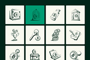 Bitcoin Trading Doodle Art Set, an Outline Icon by Vectors Market (Thumbnail 9 of 10)