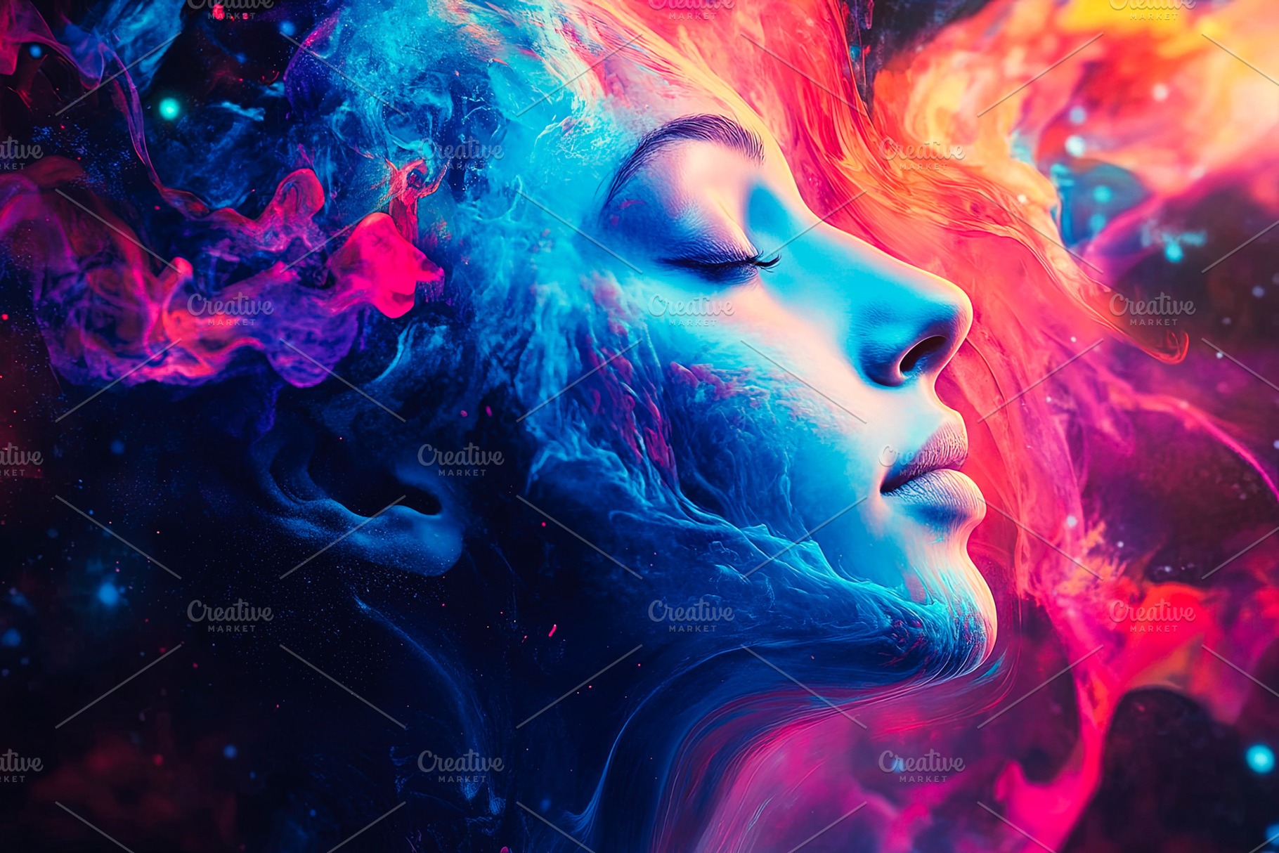 Abstract Portrait with Neon Colors, an Abstract Photo by Ales Munt