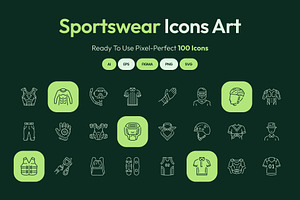 Sportswear Icon Art Set, an Outline Icon by Prosymbols