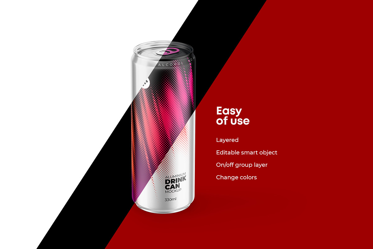Sleek 330ml Aluminium Can Mockup, a Packaging Mockup by easymock (Photo 4 of 11)