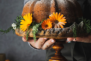 Bundt cake with pumpkin stock photo containing autumn and background