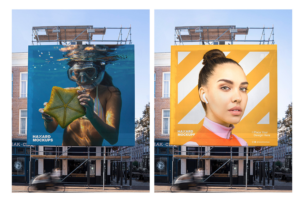 4x Billboard Construction Mockups, an Advertising Mockup by HAZARD MOCKUPS (Photo 10 of 13)