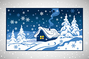Winter landscape, vector set., a Decorative Illustration by Countryside life (Thumbnail 5 of 7)