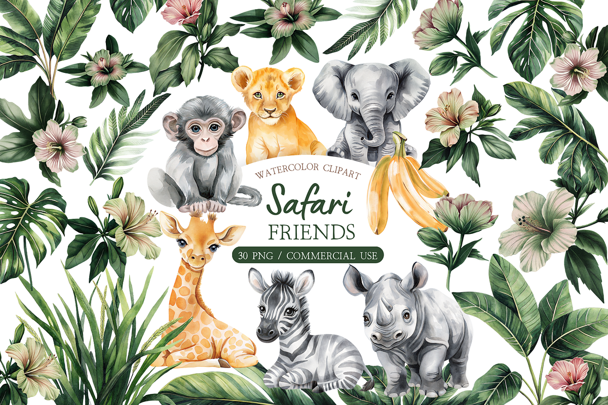 Boho Jungle Nursery Art PNG Set, an Illustration by MockupWizard (Photo 1 of 5)