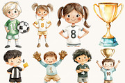 Watercolor Cute Soccer Clipart, a Sport Illustration by Design Scotch (Thumbnail 2 of 9)