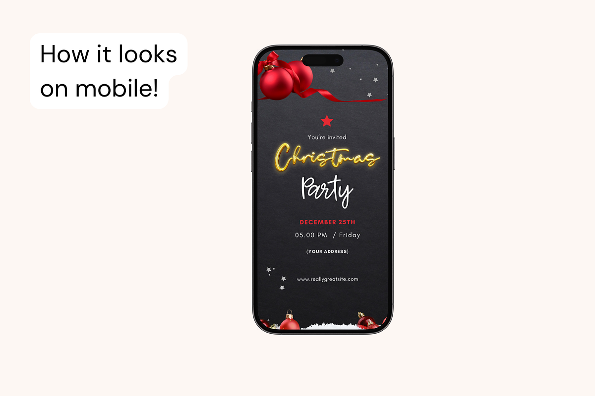 Christmas Dinner Party Mobile Invite, a Social Media Template by Adored Templates (Photo 2 of 10)
