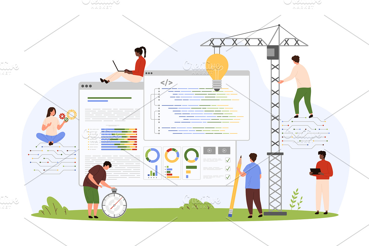 Software code and application, a Technology Illustration by Flashvector