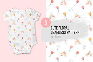 Kids Cute Floral Seamless Pattern