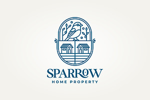 sparrow home property icon logo, a Branding & Logo Template by Blazybone