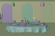 Restaurant Dining Room 3D Scene, a Scene 3D Model by Dudukbersama (Thumbnail 2 of 2)
