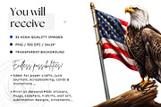 Patriotic Bald Eagle Clipart PNG V2, a Seasonal Illustration by ThatsDesignArt (Thumbnail 2 of 10)
