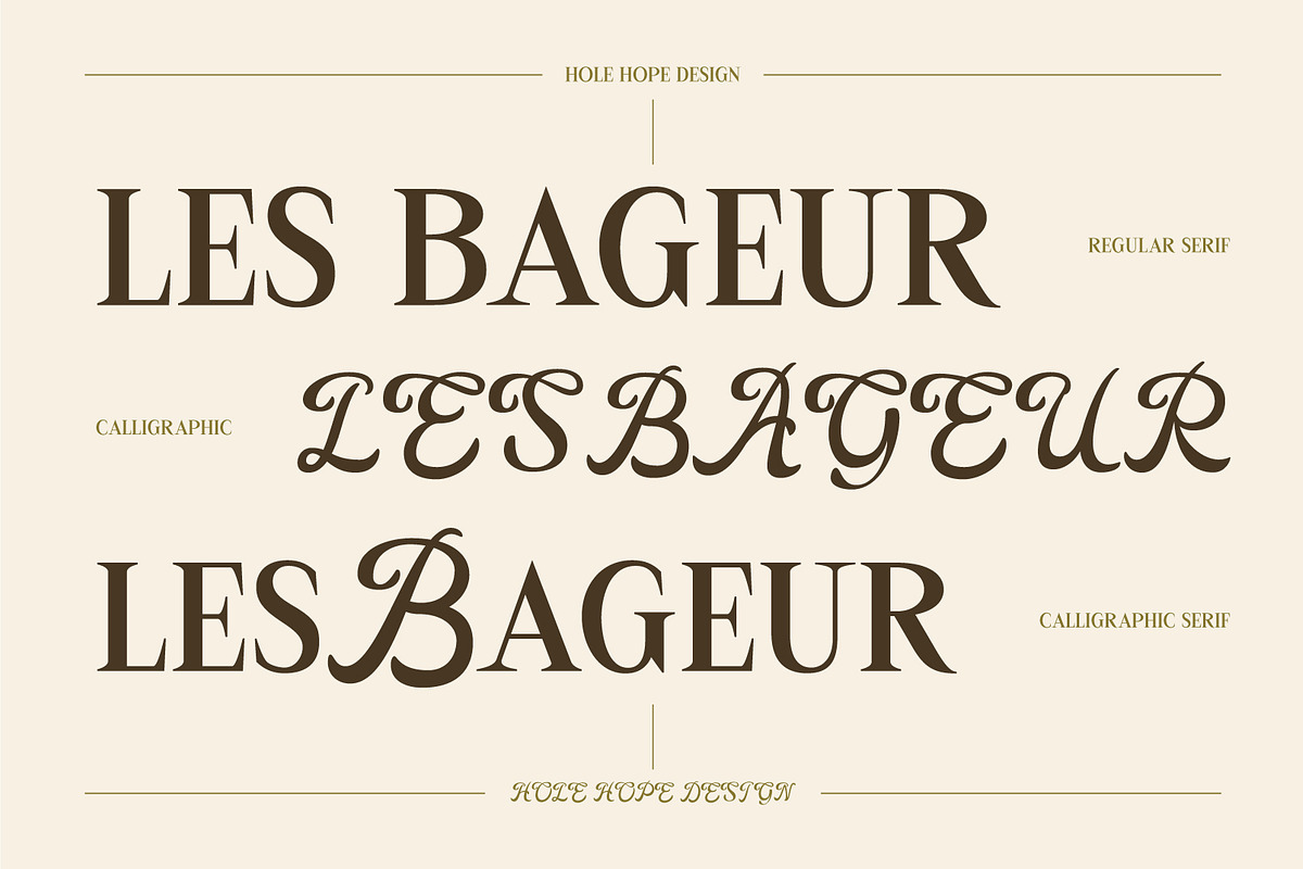 LesBageur | Calligraphic Serif Font, a Serif Font by Hole Hope Design (Photo 3 of 10)