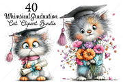 Whimsical Graduation Cat Clipart PNG, a Seasonal Illustration by Canvas Craft (Thumbnail 1 of 10)