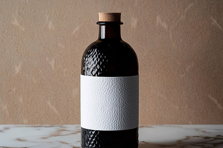 Dark Glass Bottle White Label Mockup, a Background Photo by Virgo Studio