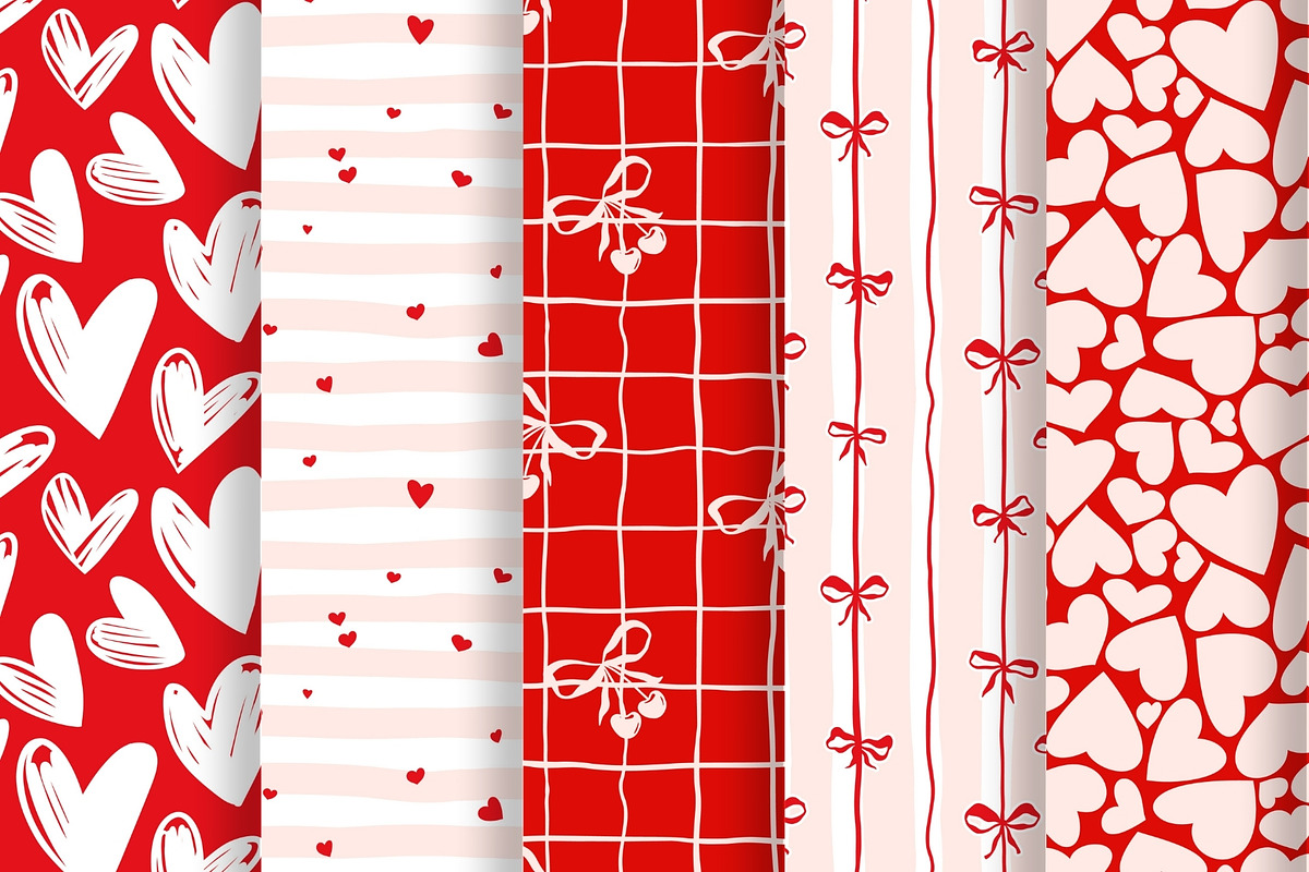 Red Hearts Valentines Day Papers, a Pattern Graphic by ilonitta (Photo 3 of 10)