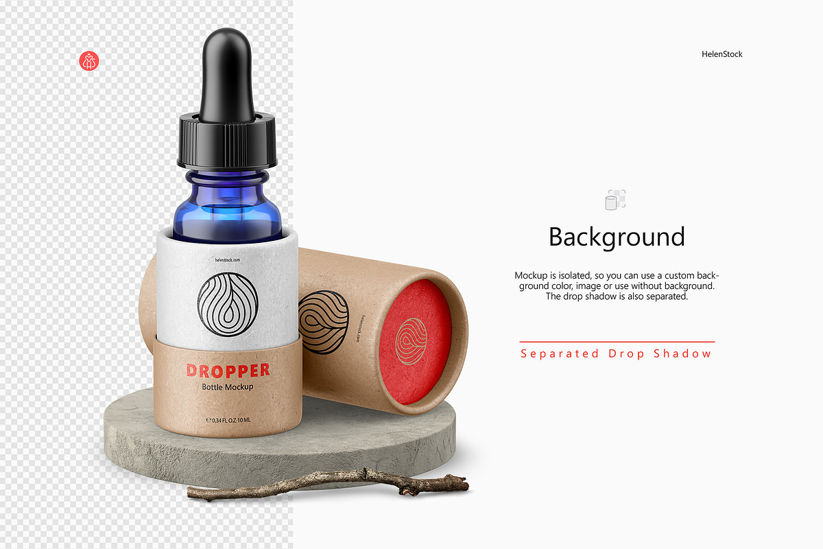 Dropper Bottle 10ml with Tube Mockup, a Cups & Container Mockup by HelenStock (Photo 5 of 9)