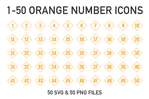 1-50 Orange Outline Cube Numbers