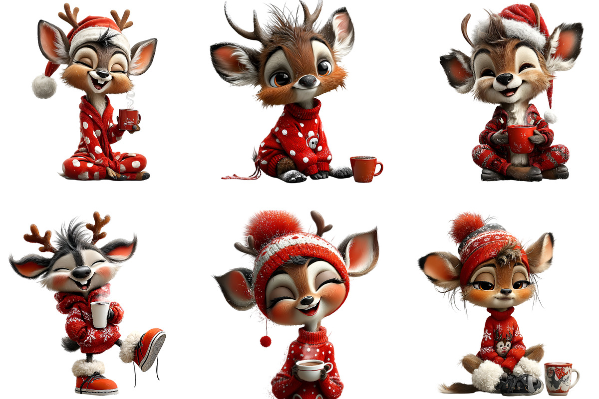 Cute Christmas Reindeer Clipart, an Illustration by DreamArtGraphic (Photo 4 of 4)