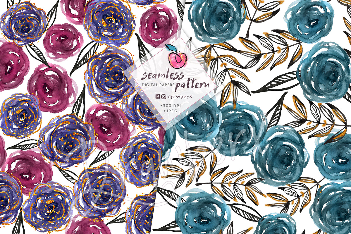 boho flowers, 8 Seamless Pattern 020, a Pattern Graphic by Drawberx (Photo 3 of 10)