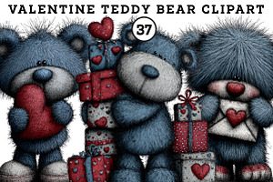 Whimsical Valentine Teddy Bear, an Illustration by CreationArt