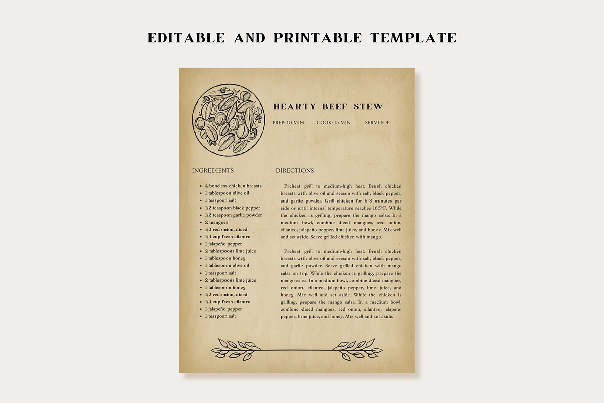 Vintage Recipe Template Canva, a Templates & Theme by OrganizationOasisRo (Photo 3 of 10)