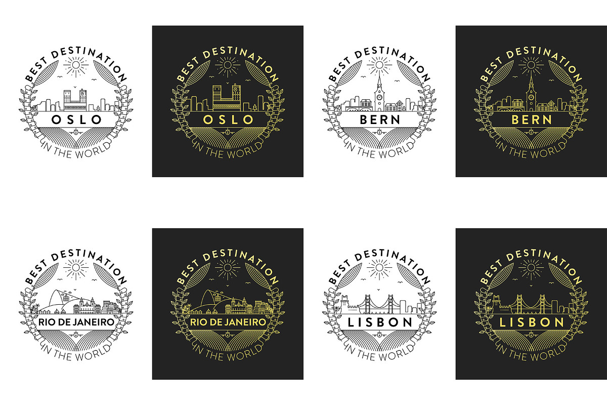 44 Linear City Badges, an Outline Icon by Kursat Unsal (Photo 22 of 25)