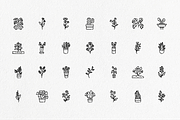 Plant and flower line icon set, an Outline Icon by Tekuni (Thumbnail 2 of 5)