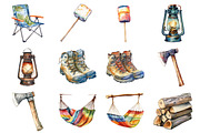 Watercolor Camping Clipart, an Illustration by Design Market (Thumbnail 3 of 3)