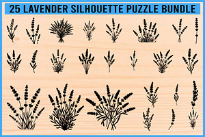 Lavender Silhouette Puzzle Bundle, an Object Illustration by Designer_Momina