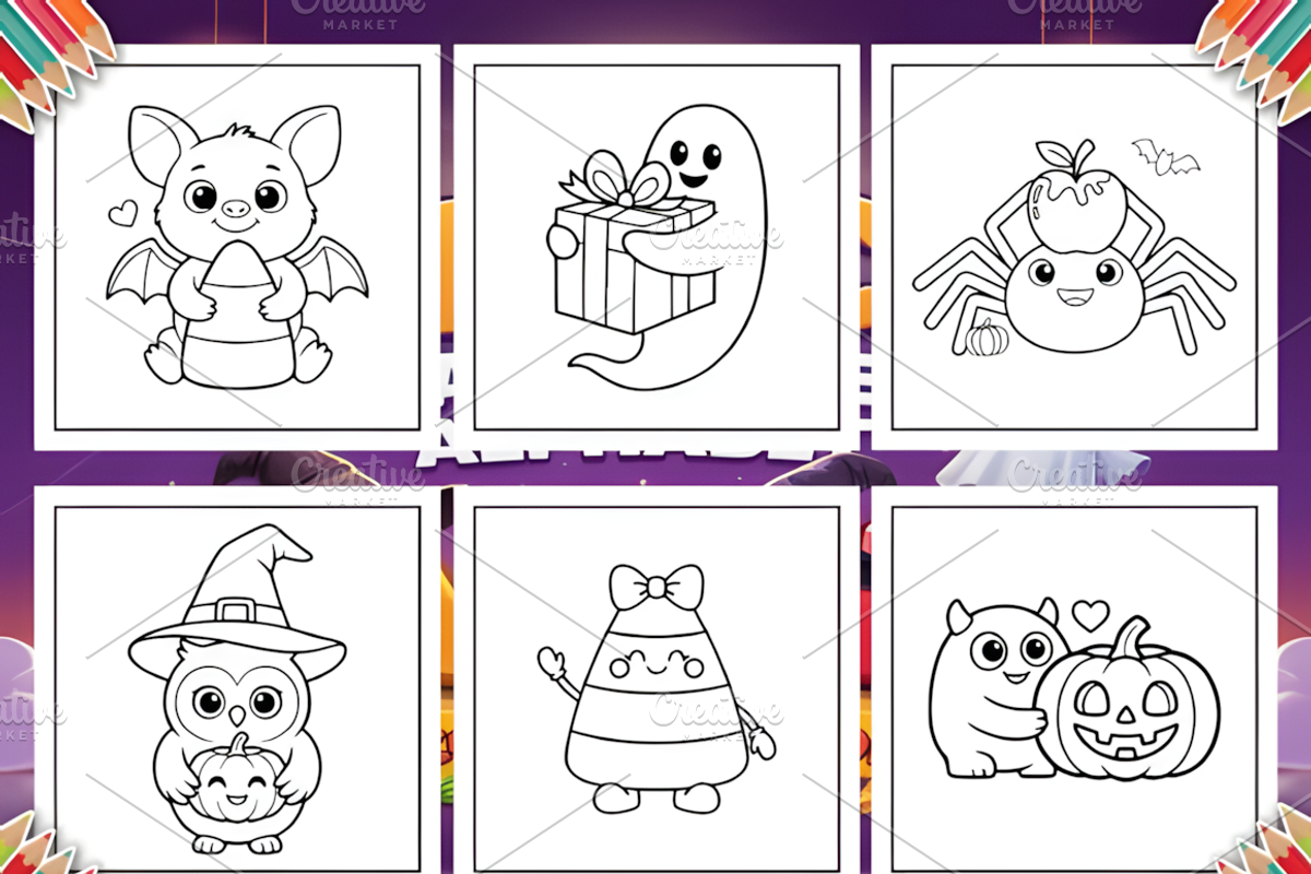 Cute Halloween Bold Easy Coloring, a Seasonal Illustration by Coco Bloom (Photo 3 of 4)