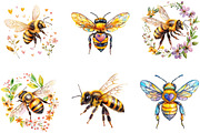Honey Bee Watercolor Clipart, an Illustration by Designking (Thumbnail 2 of 5)