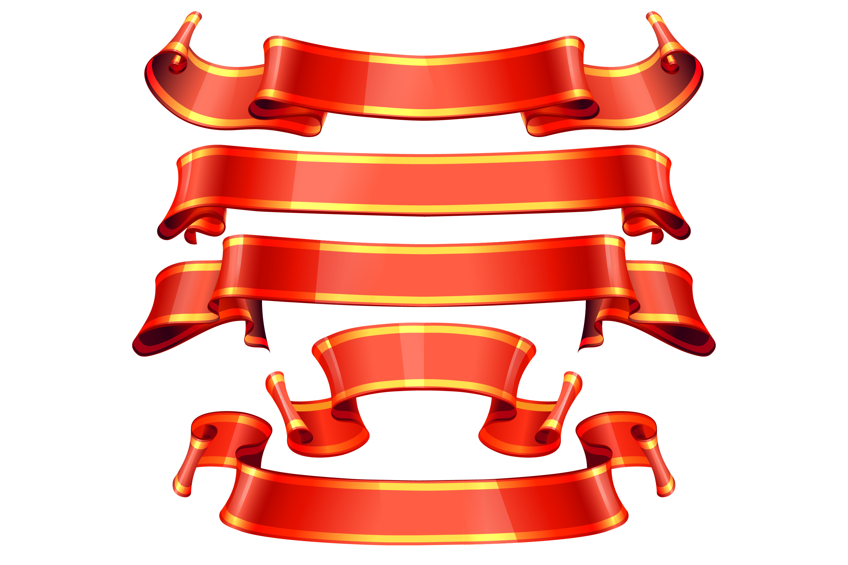 Realistic Red Glossy Ribbons, a Decorative Illustration by Sunny
