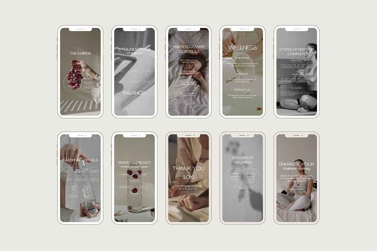 100 Wellness Reel Templates, a Social Media Template by Instprofi | Studio Estimo (Photo 8 of 11)