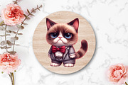 Watercolor Funny Grumpy Cat Clipart, an Illustration by CraftArtStudio (Thumbnail 4 of 5)