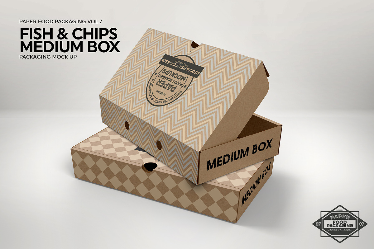 Medium Fish and Chips Box Mockup, a Packaging Mockup by INCDesign (Photo 4 of 6)