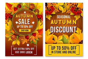 Autumn Sale Online Vector Poster