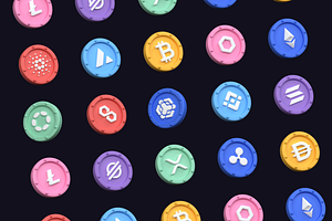 Cryptocurrency 3D Icons Set