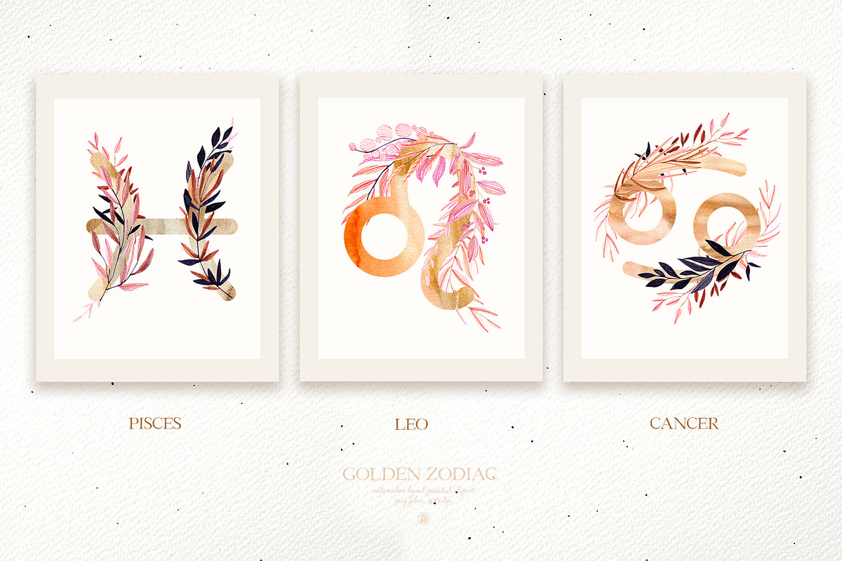 Watercolor Golden Zodiac, an Illustration by Webvilla Studio (Photo 4 of 6)