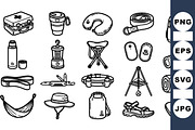 Outdoor Camping Gear Clipart Set, an Illustration by designvectx (Thumbnail 1 of 3)