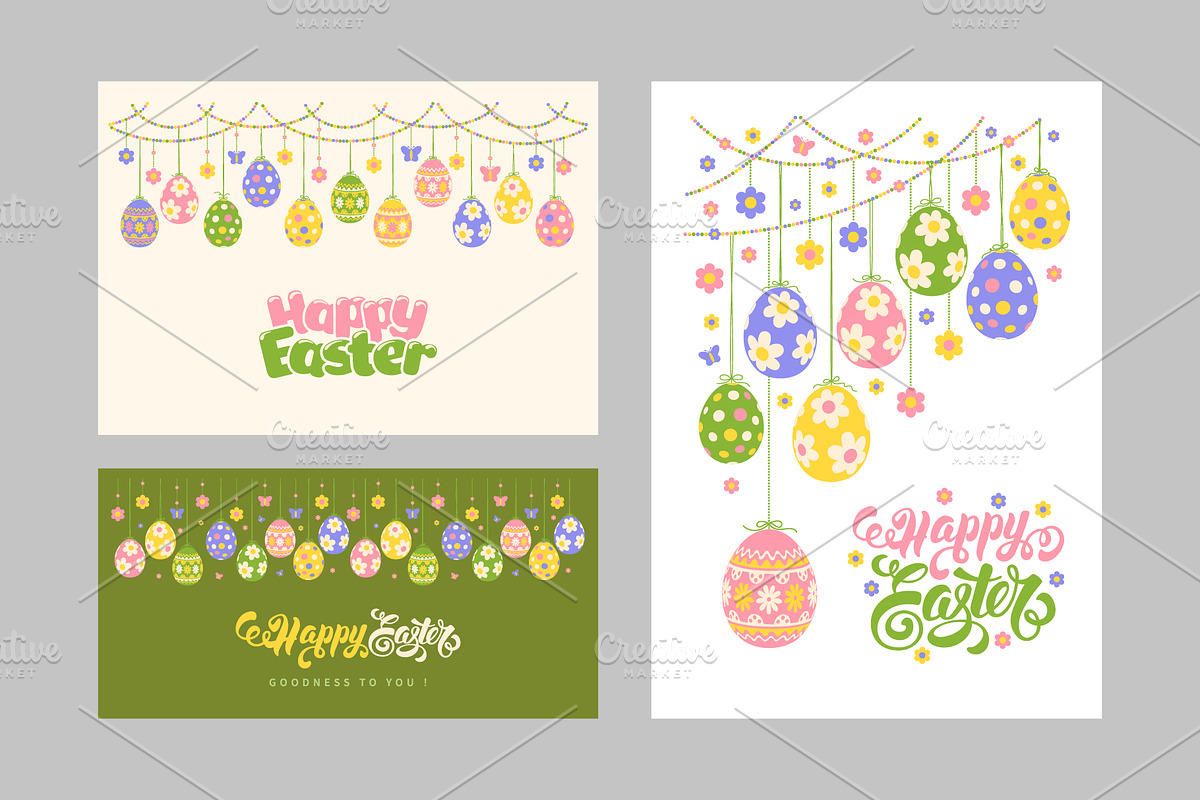 Easter Garland And Greeting Cards, an Illustration by Vector beauty (Photo 3 of 3)